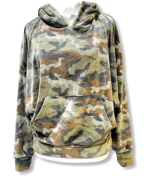 American Eagle Cozy Ever After Camouflage Velour Hoodie Sweatshirt XS thumbnail 1