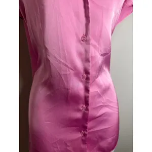 Rachel Rachel Roy‎ Hot Pink Satin Button Down Short Sleeve Blouse Large Fuchsia thumbnail 5