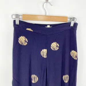 Silence Noise Womens Navy Blue Dotted Flare Pants Size 0 Boho Cropped Festival‎ thumbnail 3
