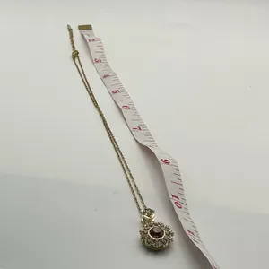 14K Gold Plated Stainless Steel Pink Crystal Necklace Earrings Ring Set NWOT thumbnail 7