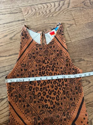 Anthropologie Farm Rio Bodycon Slip Sleeveless Midi Dress Brown Leopard Banana S thumbnail 6