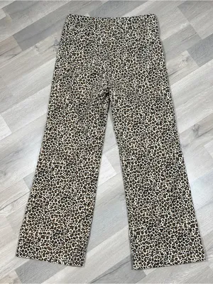 J. Crew Lizzie Leopard Print High‎ Rise Wide Leg Pants Tan Black 30 Chino thumbnail 5