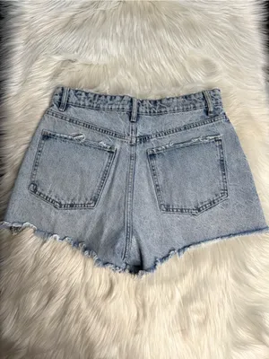 Zara High Waisted Acid Wash Denim Cut Offs thumbnail 4