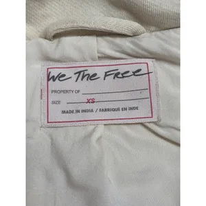 We The Free Free People Cream Cotton Moto‎ Jacket Belted Asymmetric Zip XS thumbnail 4