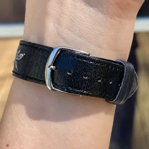 Vintage 80s Giordano watch leather Hong Kong black embroidered works! thumbnail 13