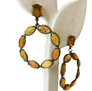 Multicolor Gemstone Round Drop Dangle Earrings thumbnail 3