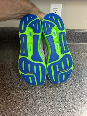 Skechers Light Gray Athletic Sneakers with Neon Green Soles thumbnail 4