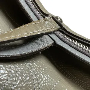 Vintage Coach stitch outline C signature olive grey patent leather tote thumbnail 10