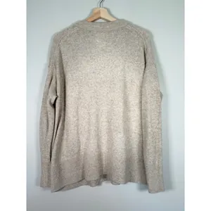 Aerie Womens Oversized V-Neck Pullover Sweater Oatmeal Beige Marled XS 6WDLFx25‎ thumbnail 3
