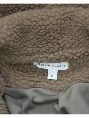Stevie Hender Womens Long Sherpa Fleece Button Front Parka Jacket Coat Brown S thumbnail 3