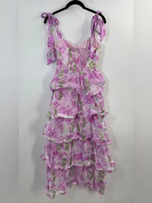 ASTR the Label Zirconia Tie Strap Tiered Maxi Dress thumbnail 6