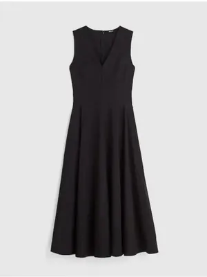 Madewell V-Neck Circle Midi Dress Black 100% Cotton Poplin NWT Womens 00 fits XS thumbnail 5