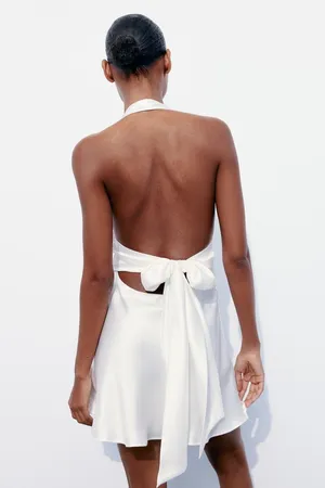 Zara dress mini halter White satin Bow wedding party coctail bridal shower thumbnail 9