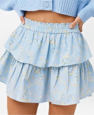 LoveShackFancy Dim Star Floral‎ Tiered Mini Skirt Size Small thumbnail 1