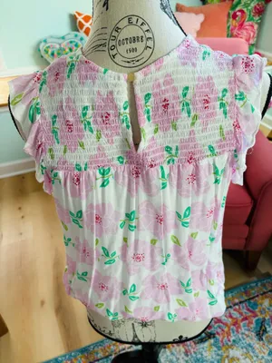 Pink Floral Draper James Top thumbnail 2