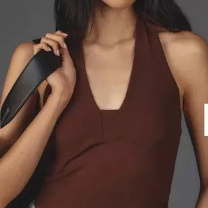 Anthropologie Brown Tailored Halter Top Blouse Plus Size 2X New NWT Versatile thumbnail 1