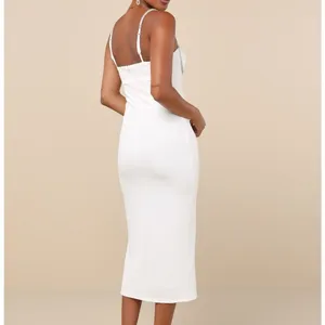 Lulus NWOT Upscale Flirt Ivory Rhinestone Sleeveless Bodycon Midi Dress XS thumbnail 4