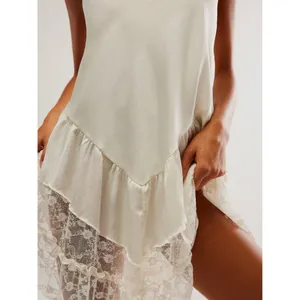 Free People Young And In Love Mini Slip Dress Tofu Size L NWOT thumbnail 2