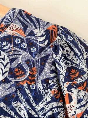 Anthropologie Maeve Cathy Pleated Blouse Boho Peasant Botanical Floral V-neck M thumbnail 10