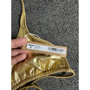 SKIMS Metallic Swim Triangle Top Gold size M NWT Shimmer Halter thumbnail 3