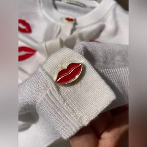 ALICE + OLIVIA Daroda Lip Cardigan Sweater - Soft White Mutli S thumbnail 9