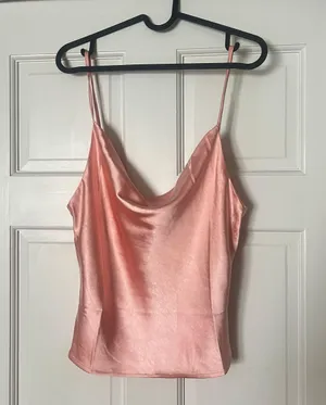 BOUTIQUE Pink Satin Top Size M thumbnail 1