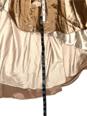 Sherri Hill 52570 Beaded Rhinestone Satin Layered Halter Gown 0 in Mocha thumbnail 9
