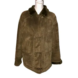 Gallery Leather Coat Womens M Used Brown Faux Fur Lining and Collar thumbnail 5