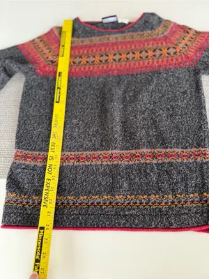 Vintage 90’s Erika & Co Grey Red Ramie Cotton Fair Isle Sweater Small thumbnail 8