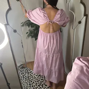 Bershka Puff Sleeve Tiered Poplin Maxi Dress Shirt Purple Size Medium thumbnail 6