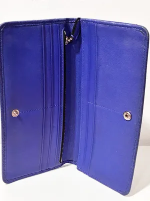 Marc Jacobs Gotham Pebbled Leather Wallet in Blue thumbnail 3