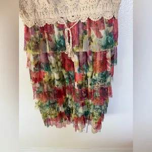 J Gee Tiered Crochet Sundress Large Tan thumbnail 2