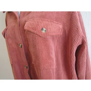 Forever 21 Button‎ Down Shirt Large Orange Corduroy Ribbed Oversized Shacket thumbnail 3