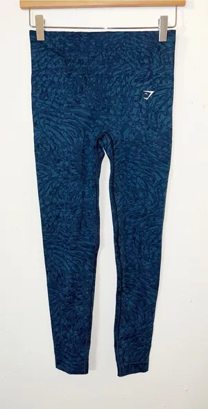 Gymshark Multi Blue Patterned Seamless High Rise Workout Leggings thumbnail 1