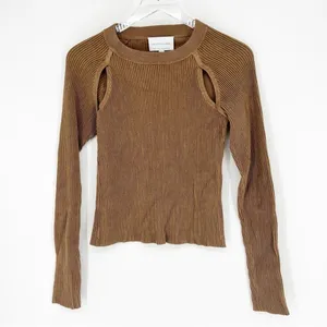 The Fifth Label Women's Ribbed Knit Cut Out Sweater Size XS Tan Model‎ Off Duty thumbnail 2