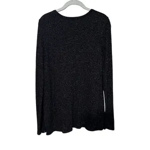 Old Navy Women's Gold‎ Metallic Long Sleeve Sweater Size Large V-Neck thumbnail 2