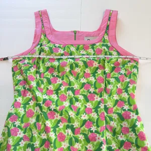 Lilly Pulitzer Pink Green Floral Sleeveless Cotton Dress Size 8 Vintage thumbnail 7