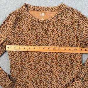 GAP Women's Small Feather T Leopard Print Long Sleeve T-Shirt Crew Neck Brown thumbnail 8