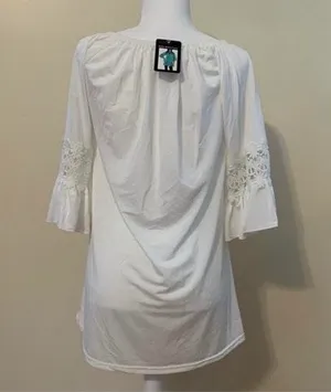 NWT Ruffle Sleeve Tunic In White Size M thumbnail 3