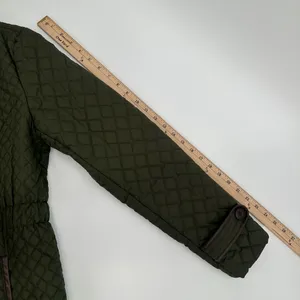 Lands End Quilted Jacket Women’s S TALL 6-8 Green Buttons thumbnail 8