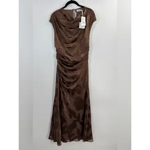 Simkhai Burke Draped Midi Dress in Cocoa Brown Size 4 thumbnail 4