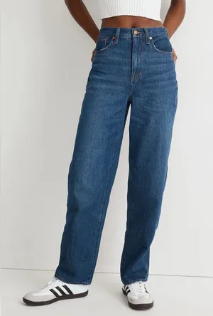 Madewell Baggy Straight‎ Jeans Sz 25 Worn Indigo Wash Dark Wash Hemp Blend NEW thumbnail 1