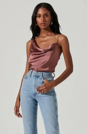 ASTR the Label Larisa Satin Chain Strap Top thumbnail 8