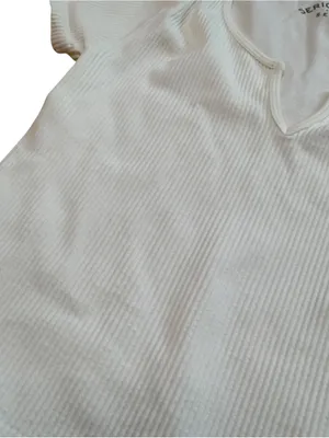 Aeropostale Seriously Soft White Ribbed Seamless Split Neck Baby Tee Medium Top thumbnail 10