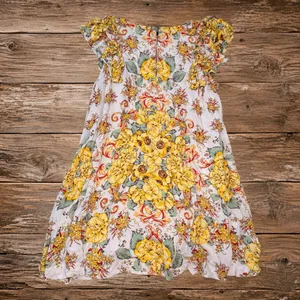 Free People Yara Floral Mini Dress Yellow Ivory Flutter Sleeve Boho thumbnail 3