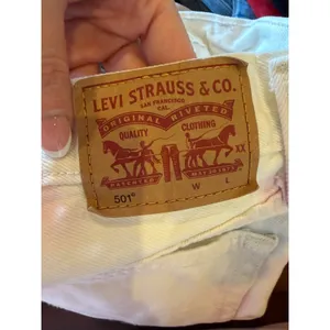 Levi's 501 Straight Leg Jeans Women 26 White Tie Dye Denim Button Fly Hippie thumbnail 8