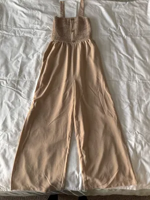 Tan Jumpsuit With Button Detail And Pockets thumbnail 1