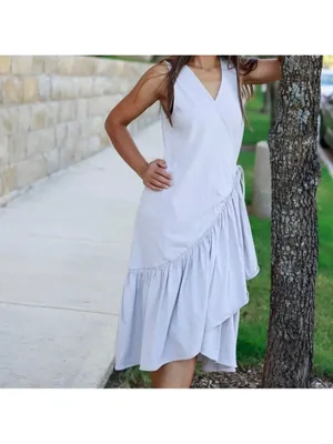 Zara NWT 100% cotton wrap dress with ruffles Sz S thumbnail 2