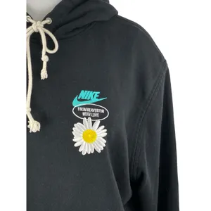 Nike Black Floral Embroidered Hooded Hoodie Long Sleeve Sweatshirt Top Size XL thumbnail 2