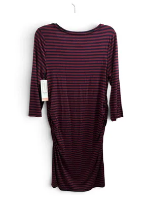 Liz Lange for Target Maternity Berry/Navy Stripe Midi Dress thumbnail 2